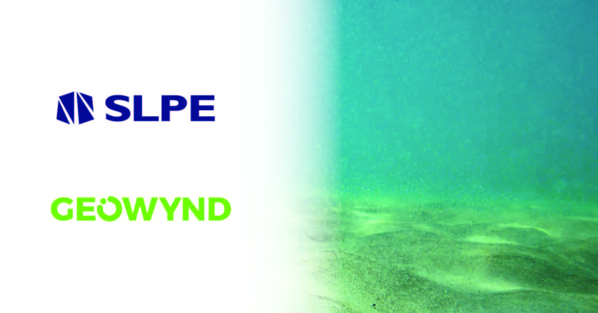 SLPE and Geowynd’s logos set across a watery background